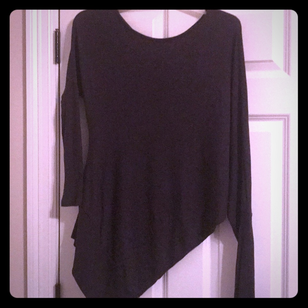 Asymmetrical off-shoulder long sleeve sweater